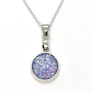 925 Violet Faux Mineral Crystal Pendant Necklace